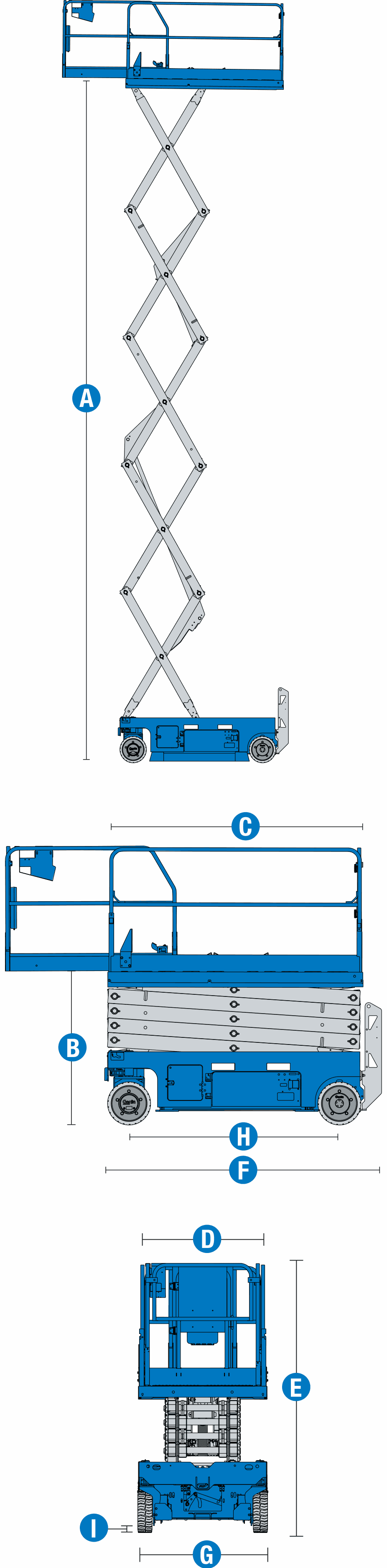 Genie GS-3232 — rysunek wymiarowy z oznaczeniami