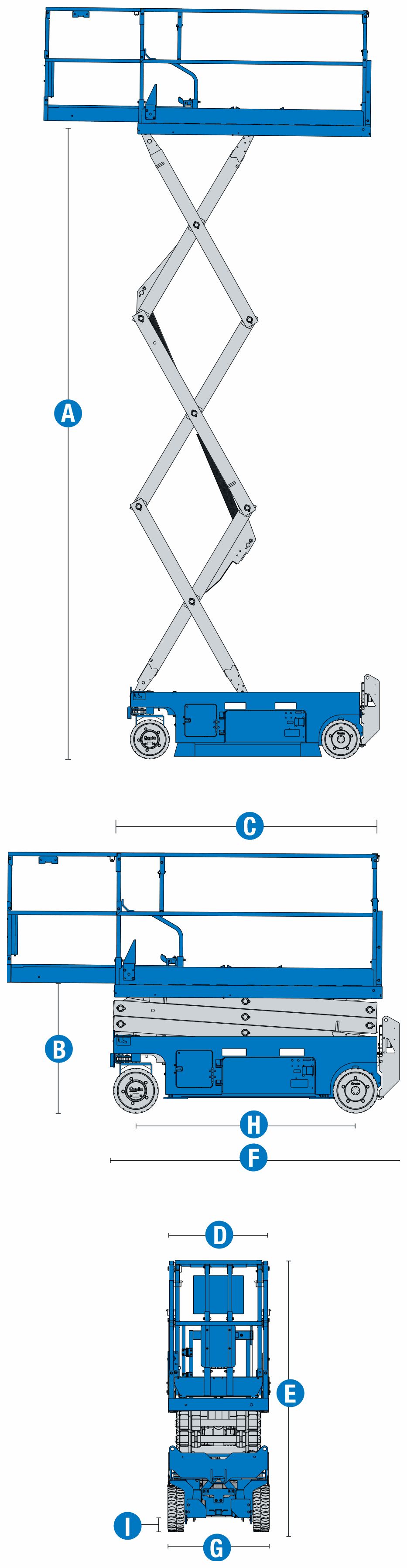 Genie GS-2632 e-drive, machine dimensions