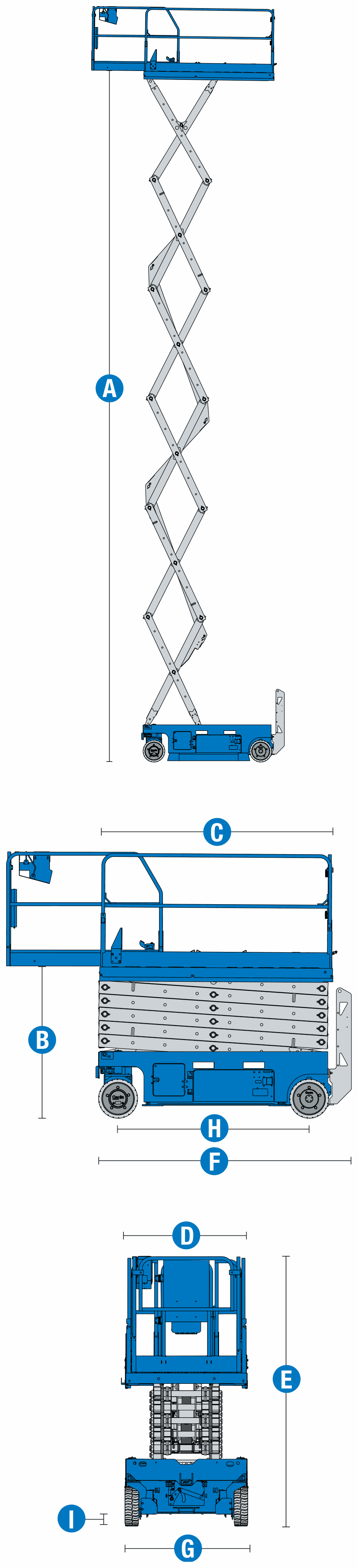 Genie GS-4046 e-drive, machine dimensions