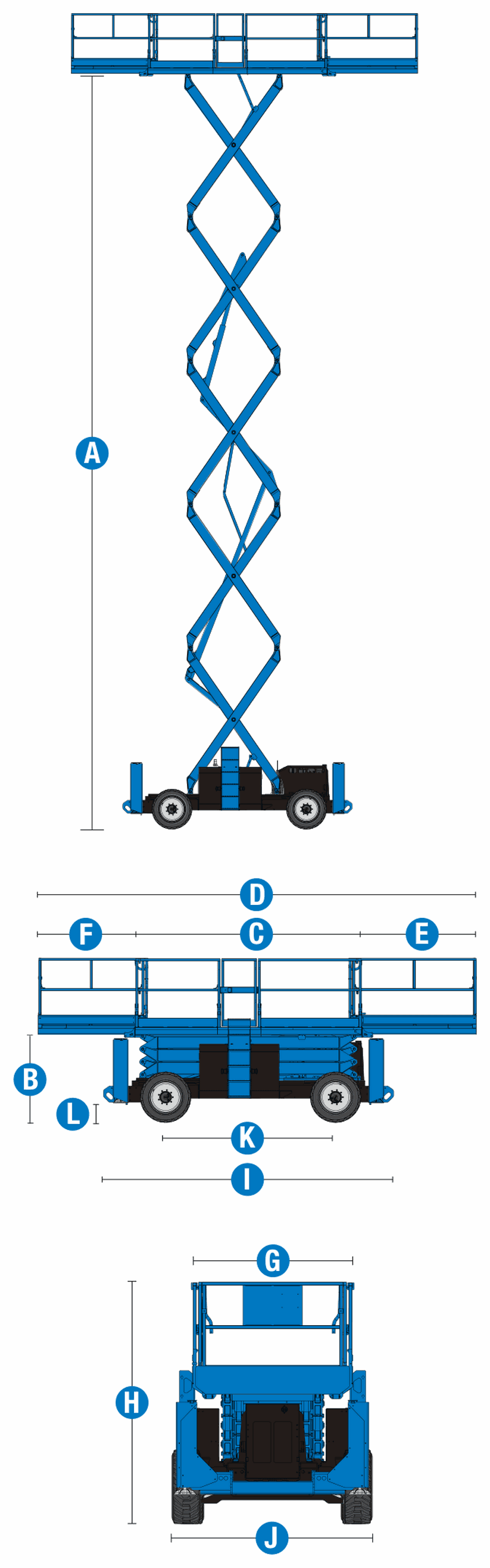 Genie GS-5390 OR, machine dimensions
