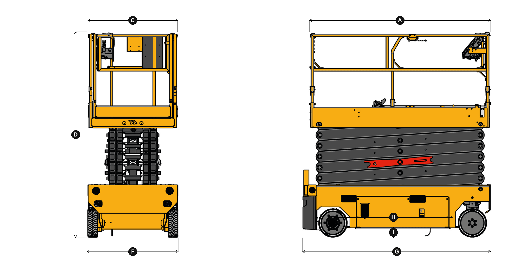 Haulotte Compact 10N, rysunek wymiarowy