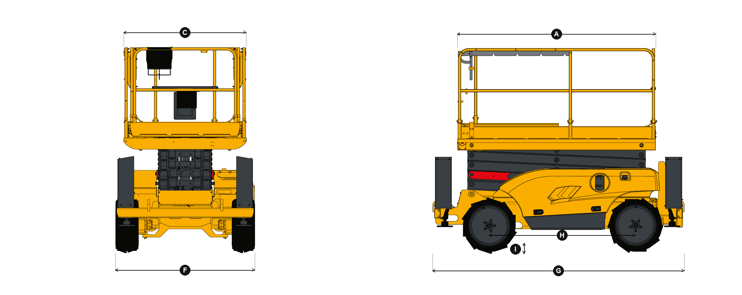 Haulotte Compact 12 DX, rysunek wymiarowy