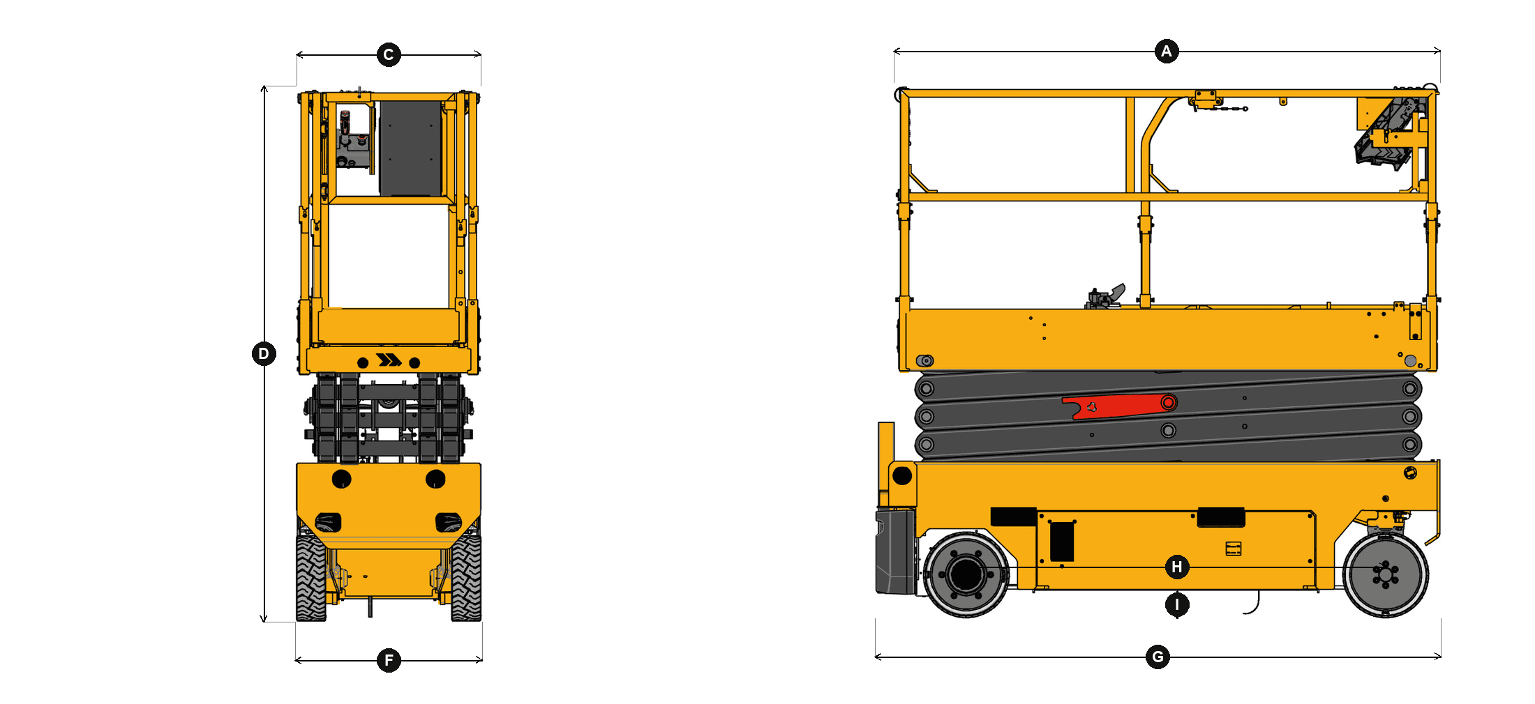 Haulotte Compact 8N, dimensional drawing