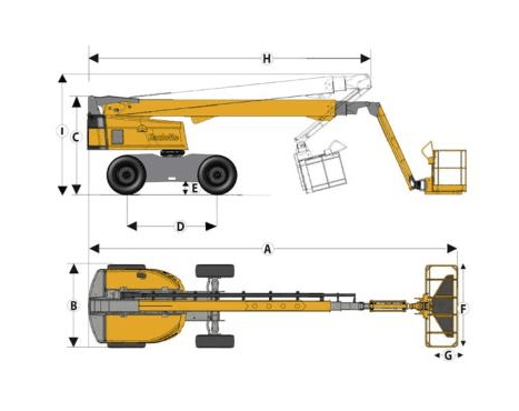 Haulotte HT23 RTJ O, dimensional drawing