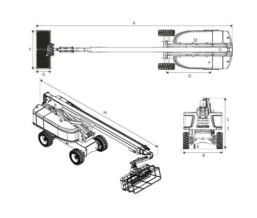 Haulotte HT28 RTJ PRO, rysunek wymiarowy
