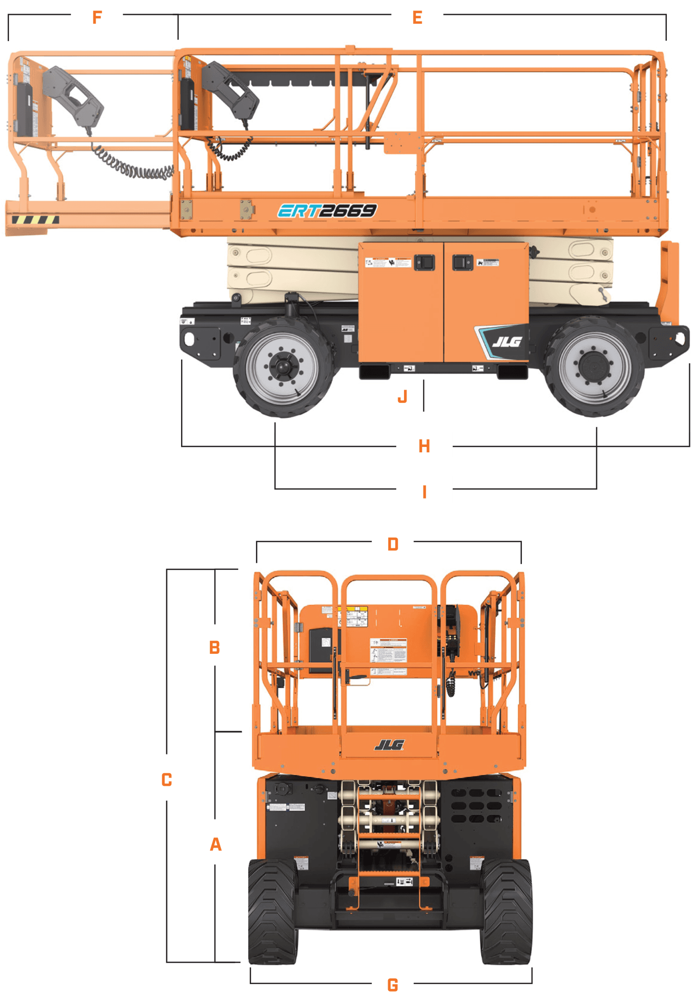 JLG ERT2669, machine dimensions