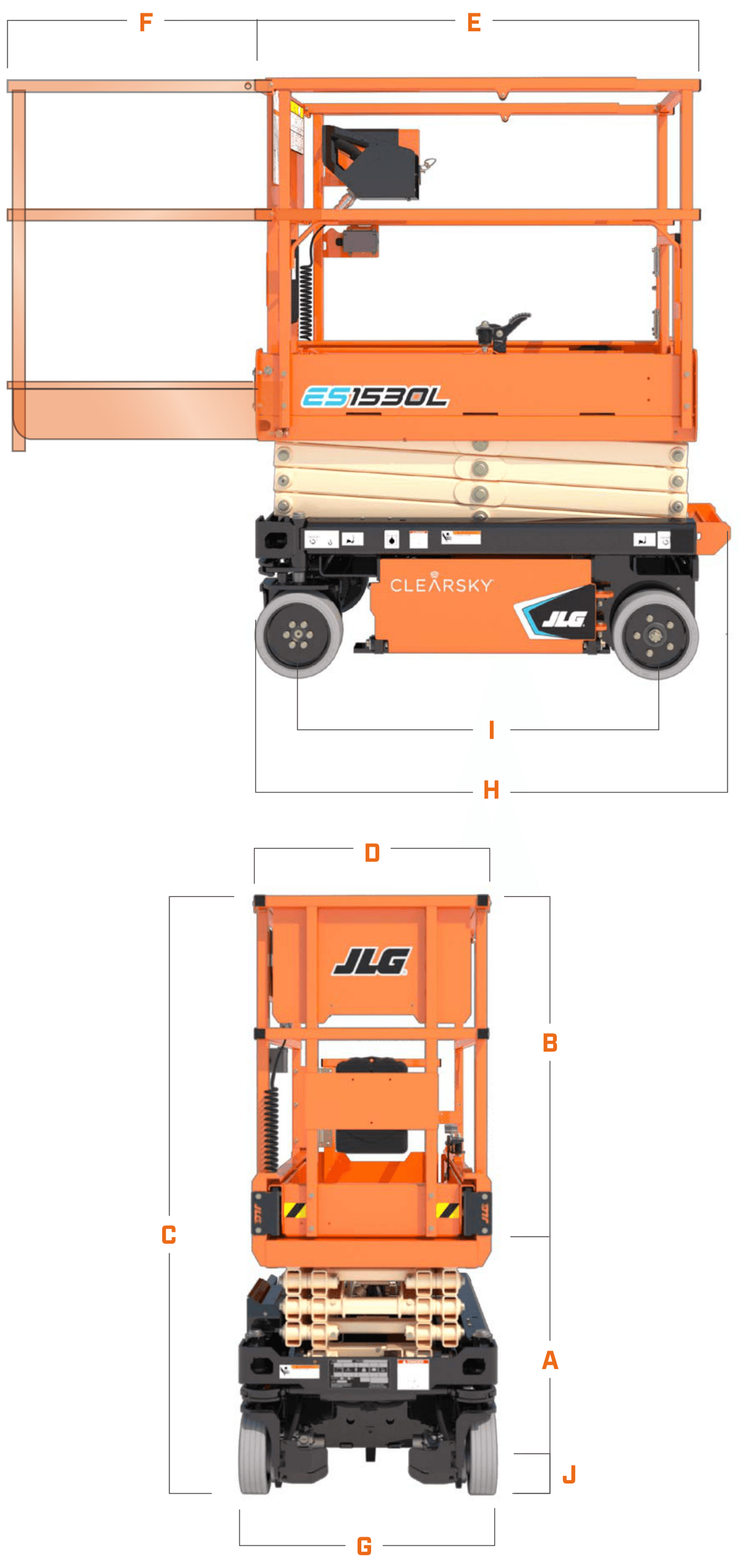 JLG ES1530L, machine dimensions