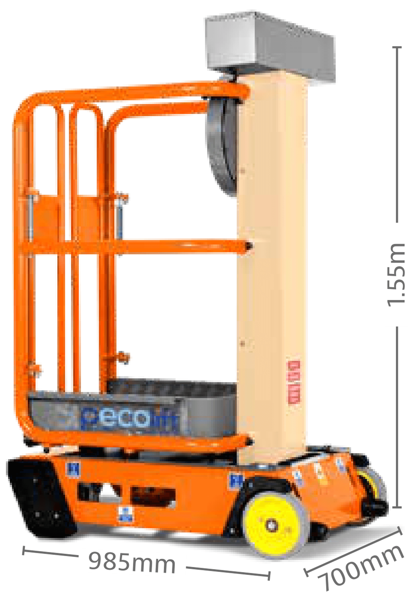 JLG Power Towers Peco, rysunek wymiarowy