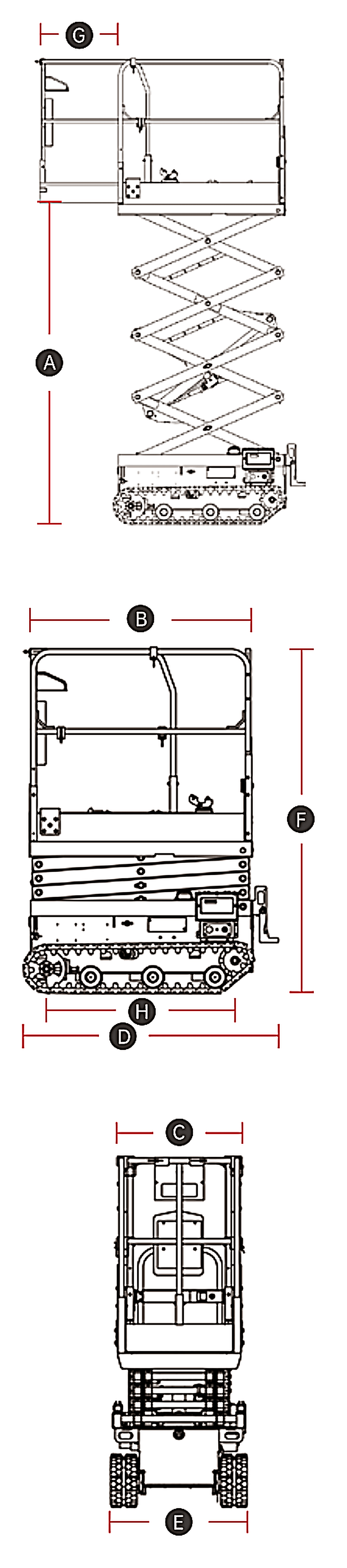 LGMG SC0610E-2, wymiary maszyny