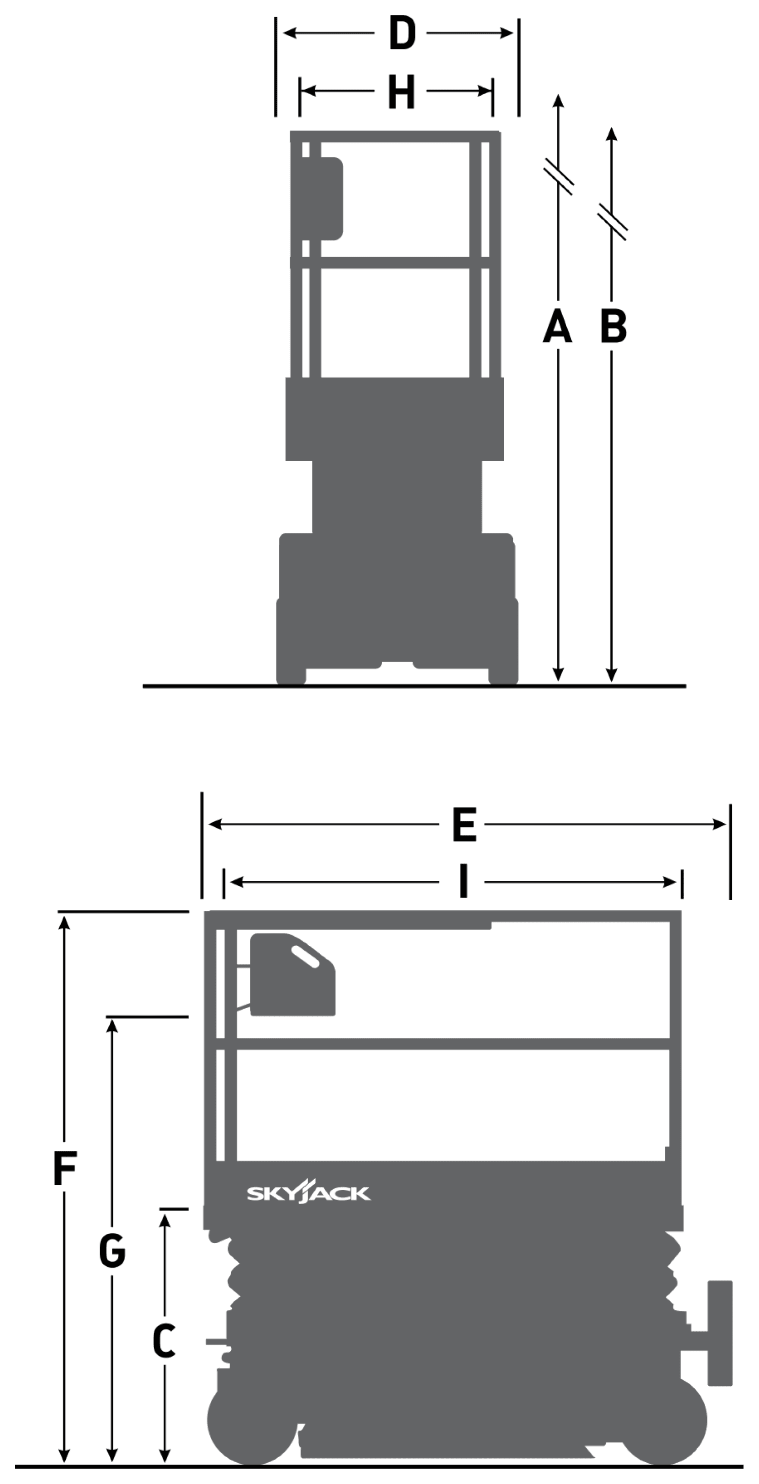 Skyjack SJ3215 E, rysunek wymiarowy