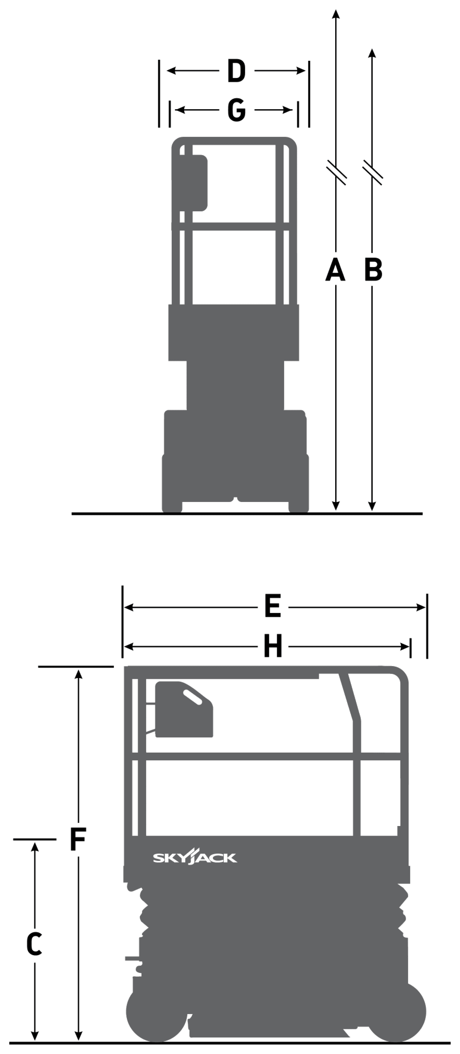 Skyjack SJ3219 micro, rysunek wymiarowy