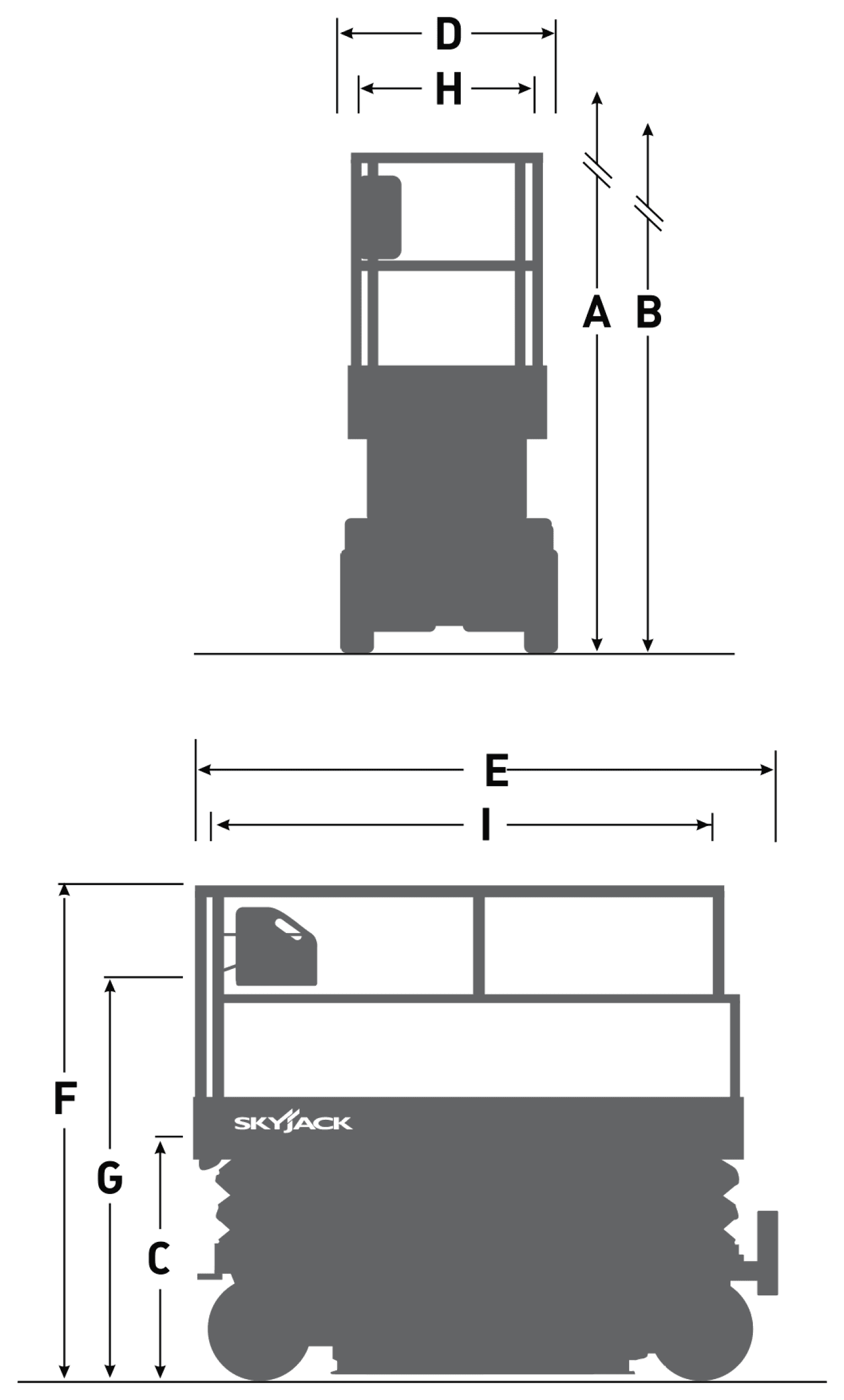 Skyjack SJ3232 E, rysunek wymiarowy