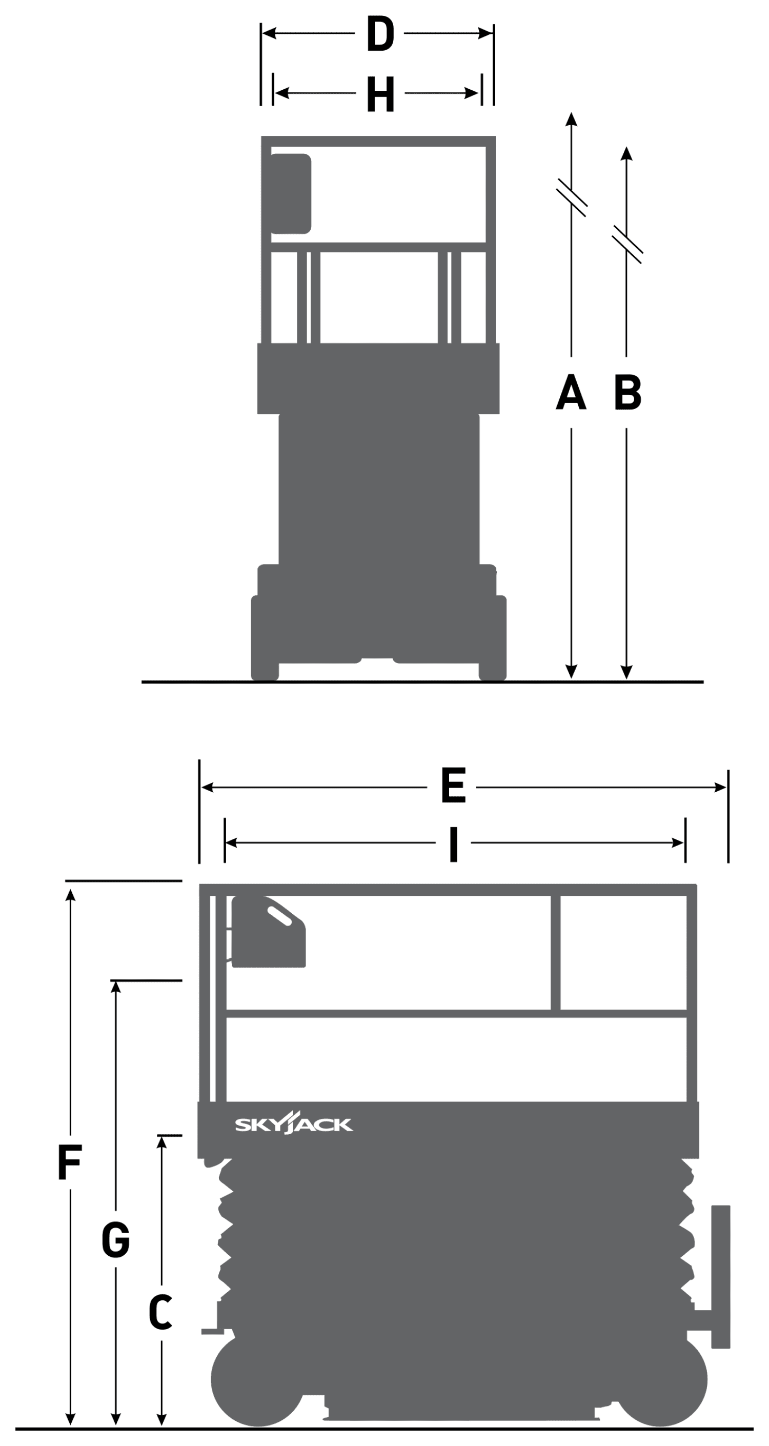 Skyjack SJ4740, dimensional drawing