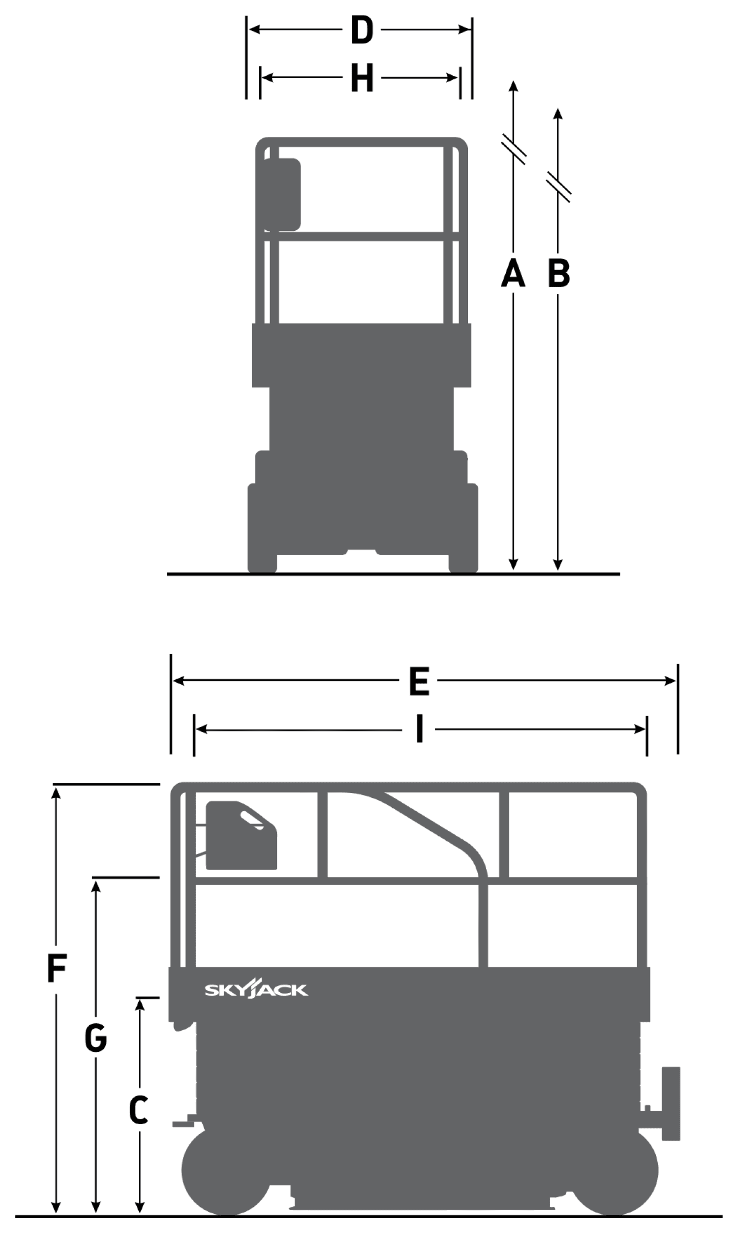 Skyjack SJ5545 E, rysunek wymiarowy