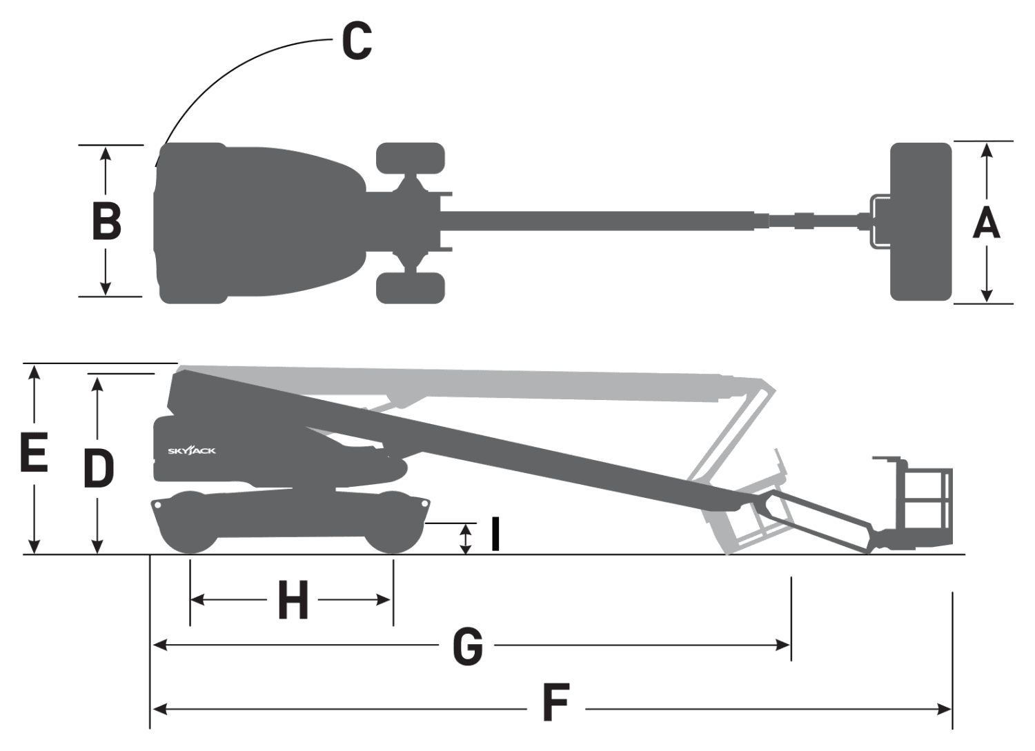 Skyjack SJ86 T, dimensional drawing