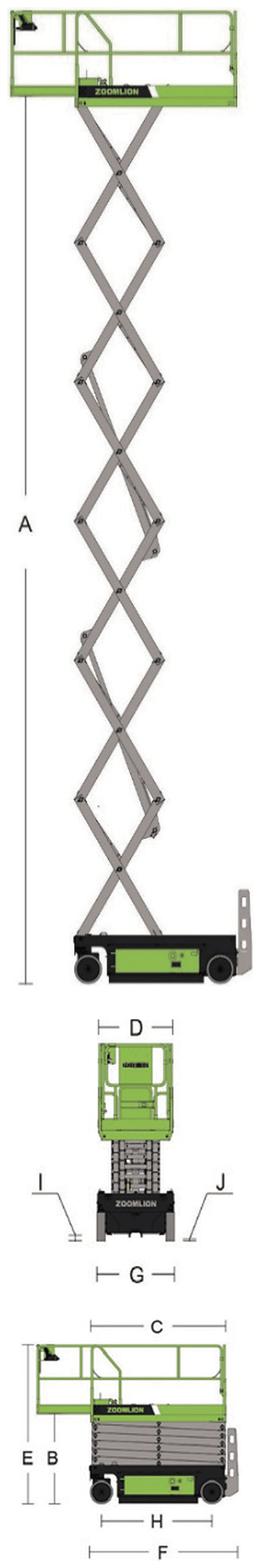 Zoomlion ZS0407DC Li, machine dimensions