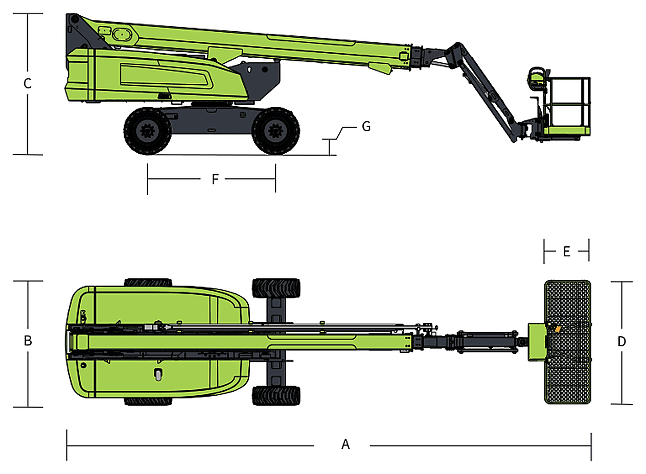 Zoomlion ZT22J-V, rysunek wymiarowy
