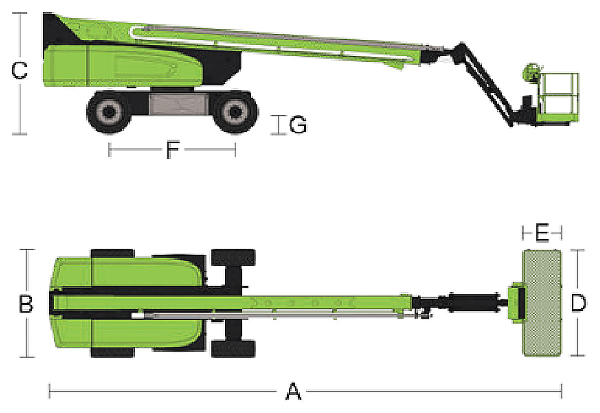 Zoomlion ZT32JE-V Li 4×4, rysunek wymiarowy