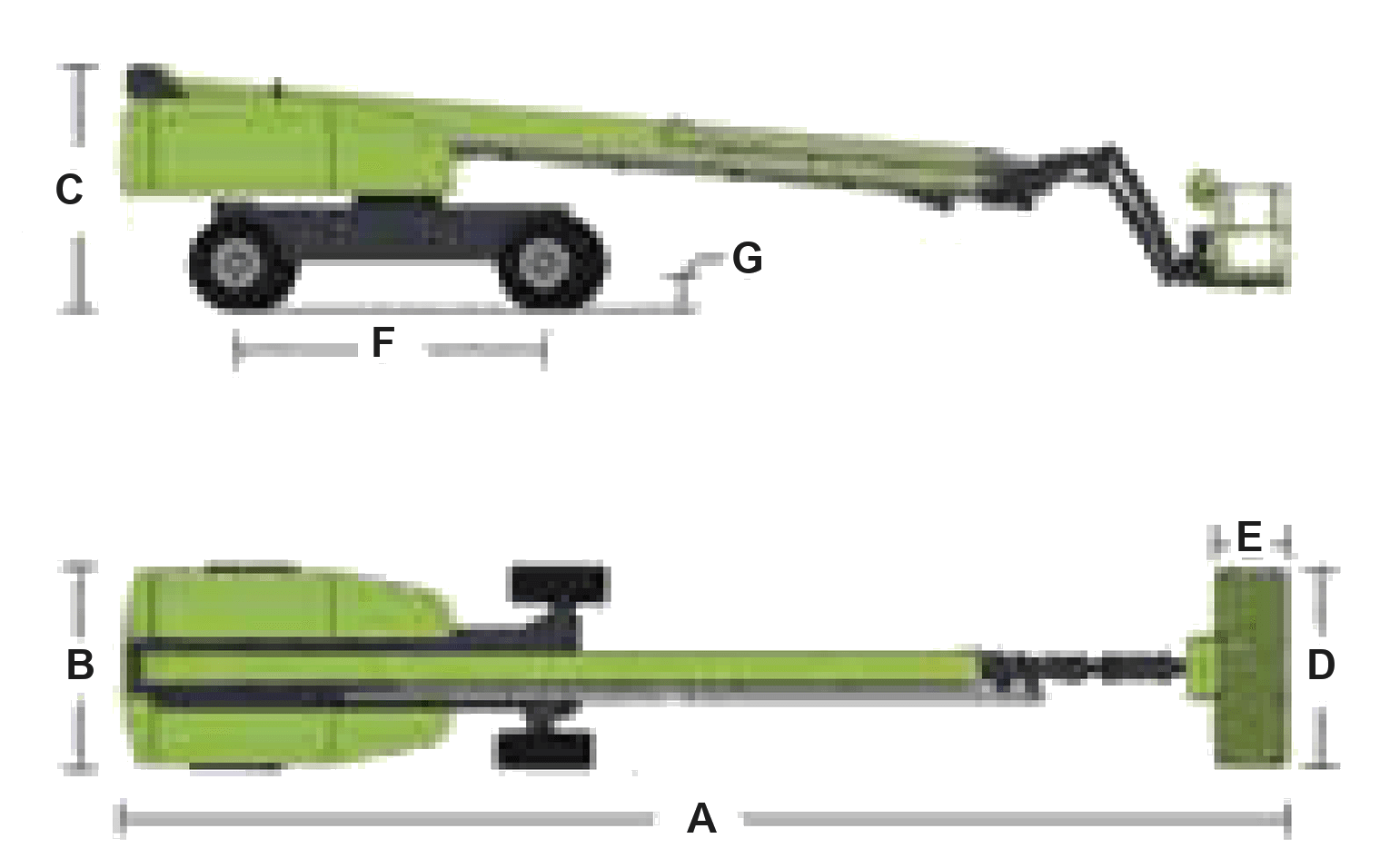 Zoomlion ZT34J 4×4, rysunek wymiarowy
