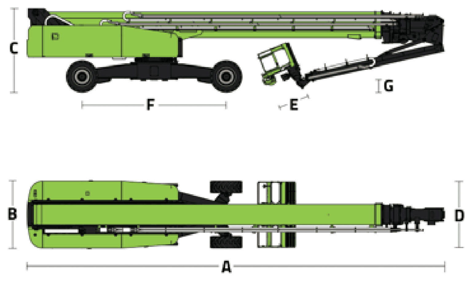 Zoomlion ZT82J-V 4×4, rysunek wymiarowy